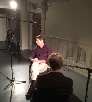 Guy Sprung being interviewed by Ollie Nesbitt
