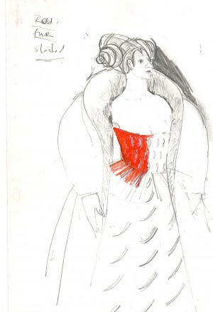 Hamlet, costume drawing Iona McLeish, Gertrude (2)