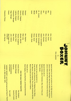 Johnny Boxer Program - Cast List