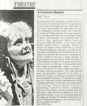 Ann McFerran, Time Out, 15-22 February 1989