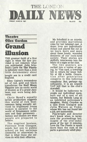 Giles Gordon, Daily News, 26 June 1987