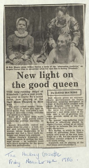 David Watkins, Hackney Gazette, 14 November 1986