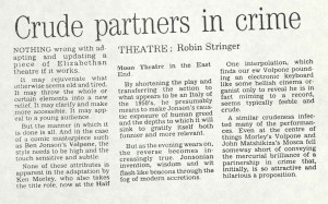 Robin Stringer, London Evening Standard, 22 April 1987