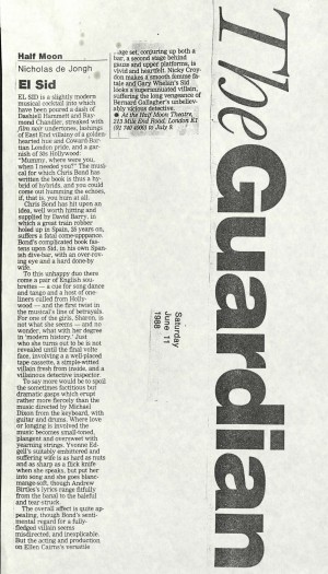 Nicholas de Jongh, The Guardian, 11 June 1988