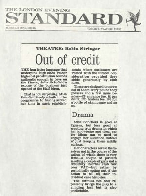 Robin Stringer, London Evening Standard, 29 June 1987