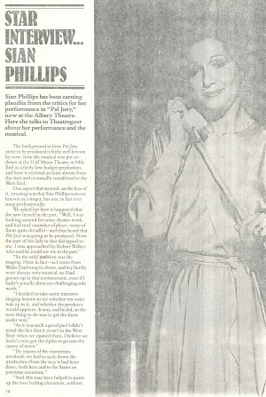 Pal Joey Interview with Sian Phillips - Theatre Goer, Feb-Mar 1981 (2)