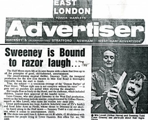 Sweeney Todd Advertisement - East London Advertiser - May 1985