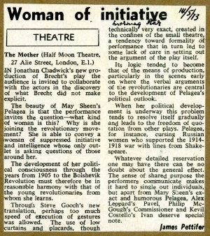 The Mother Review- James Pettifer - Evening Star 14th May 1973
