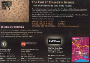 The End of Threedom Avenue - Flyer (Back)