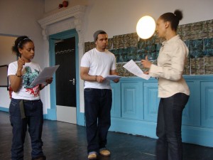 Cast and Director, Look to the Sky rehearsal photo (2)