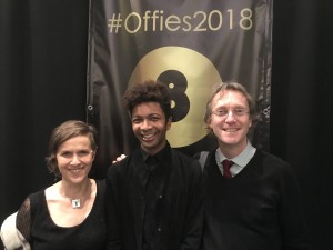 Rosemary Harris, Tanaka Mhishi and Chris Elwell at the Offies, Off West End Theatre Awards