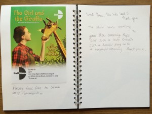 The Girl and the Giraffe audience feedback, 19 March 2016
