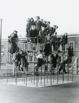Abbott Road Children's Playground, c1954 . Image courtesy of the Tower Hamlets Local History Library and Archives.