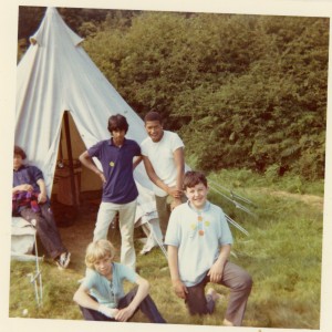 Young people from the East End, including Suresh Singh, on holiday, 1980. Image courtesy of the Tower Hamlets Local History Library and Archives.