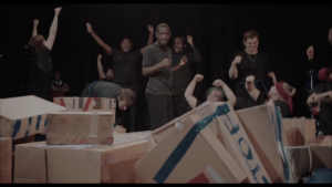 Production still from Break Down the Wall by Solar Youth Theatre for Happened 1990